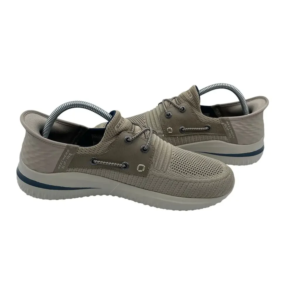 Skechers Knit Slip-Ins Garza Gervin Boat Sneaker Taupe Mens 7.5